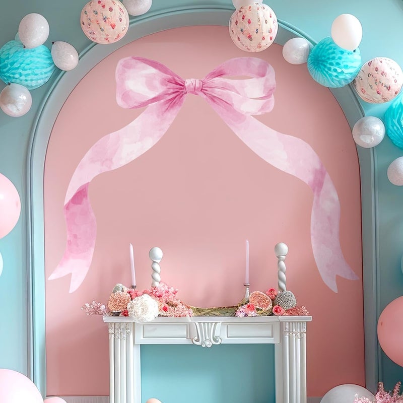 Fullhawl 59 x 45 Inch Large Pink Bow Wall Stickers Peel and Stick Coquette Girl Room Decor Large Watercolor Bow Stickers Preppy Waterproof Vinyl Decals Wall Decor for Girl Room Nursery Kindergarten - Image 5